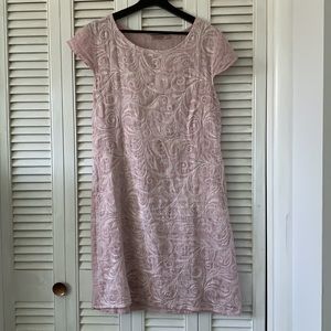 Pink linen embroidered dress